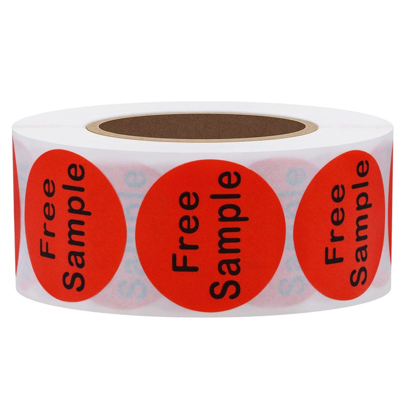 Hybsk Free Sample Stickers 1 Inch Round Retail Store Sale Displays Adhesive Labels for Inventory Control Total 500 Per Roll (Red) - Image 2